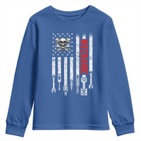 Mechanic American Flag Vintage Skull Auto Repair Handyman Youth Sweatshirt