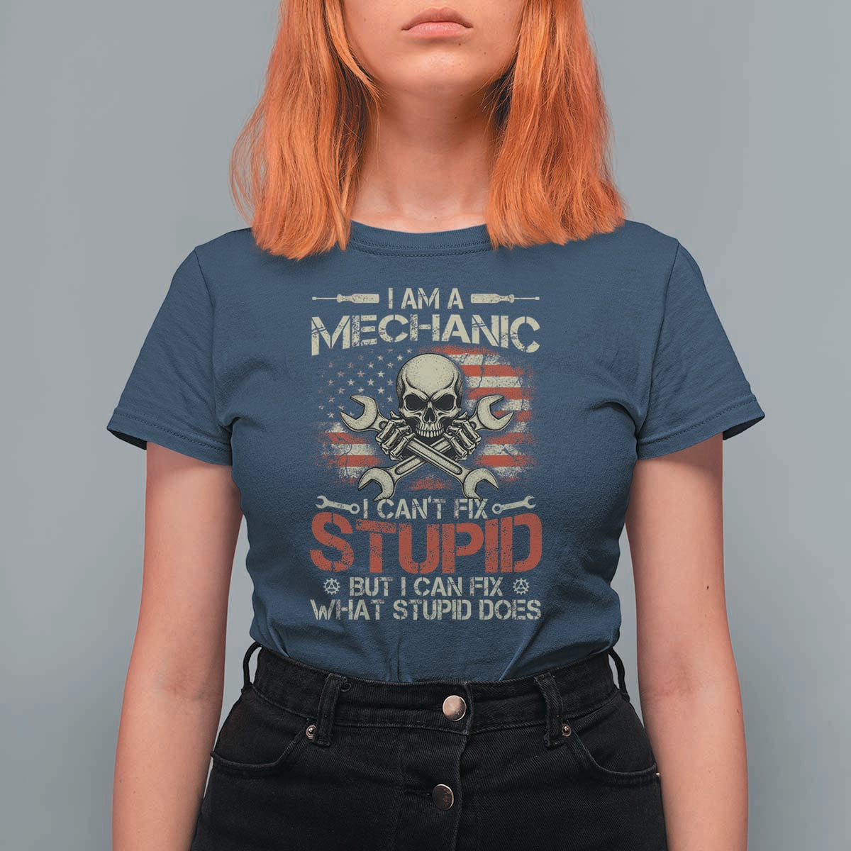 I Am A Mechanic I Can't Fix Stupid But I Can Fix What Stupid Does T Shirt For Women Funny Car Guy