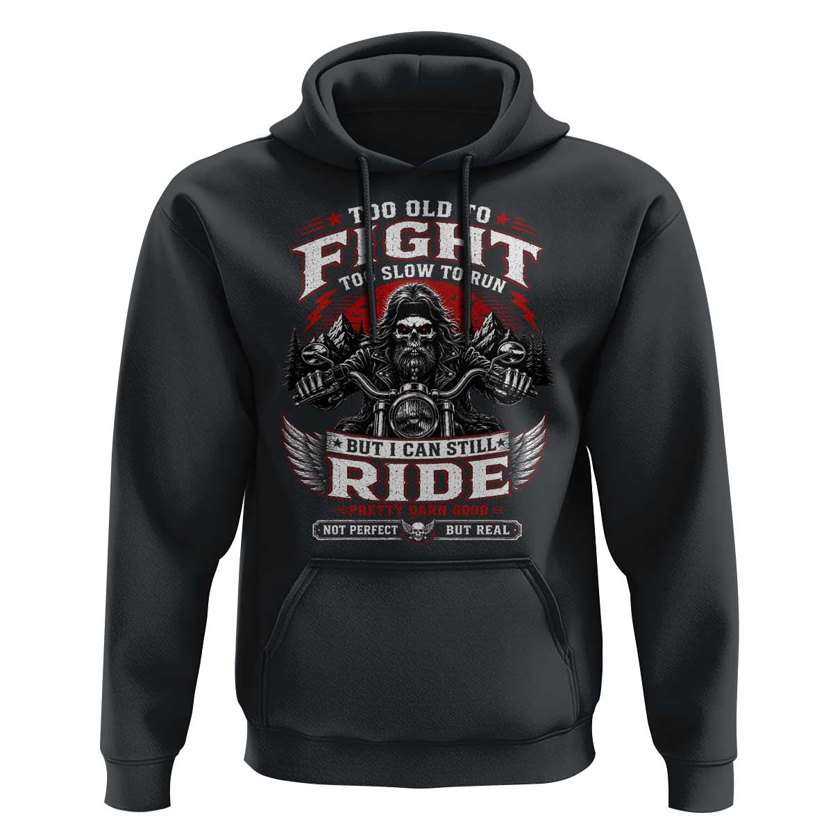Funny Motorcycle Grandpa Hoodie Too Old To Fight Too Slow To Run But I Can Still Ride Pretty Darn Good