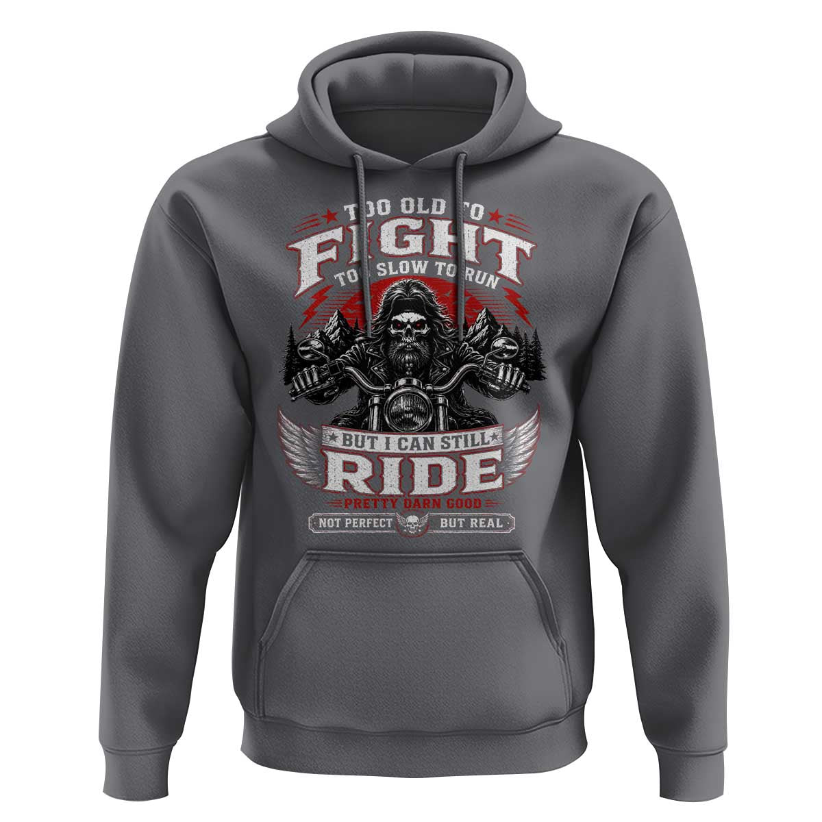 Funny Motorcycle Grandpa Hoodie Too Old To Fight Too Slow To Run But I Can Still Ride Pretty Darn Good