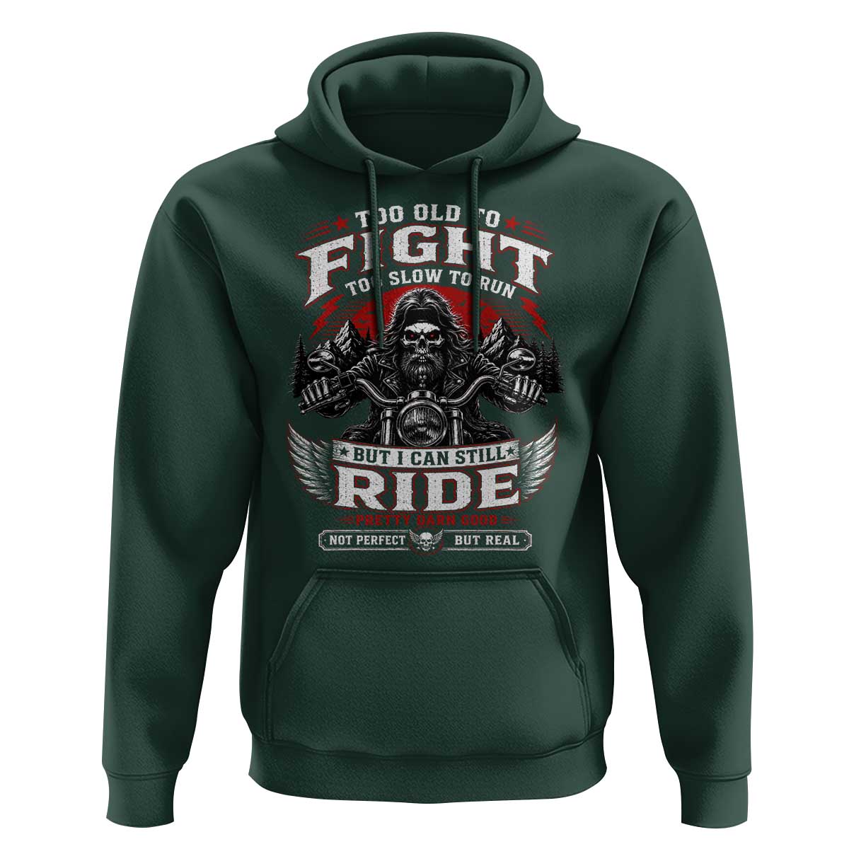Funny Motorcycle Grandpa Hoodie Too Old To Fight Too Slow To Run But I Can Still Ride Pretty Darn Good
