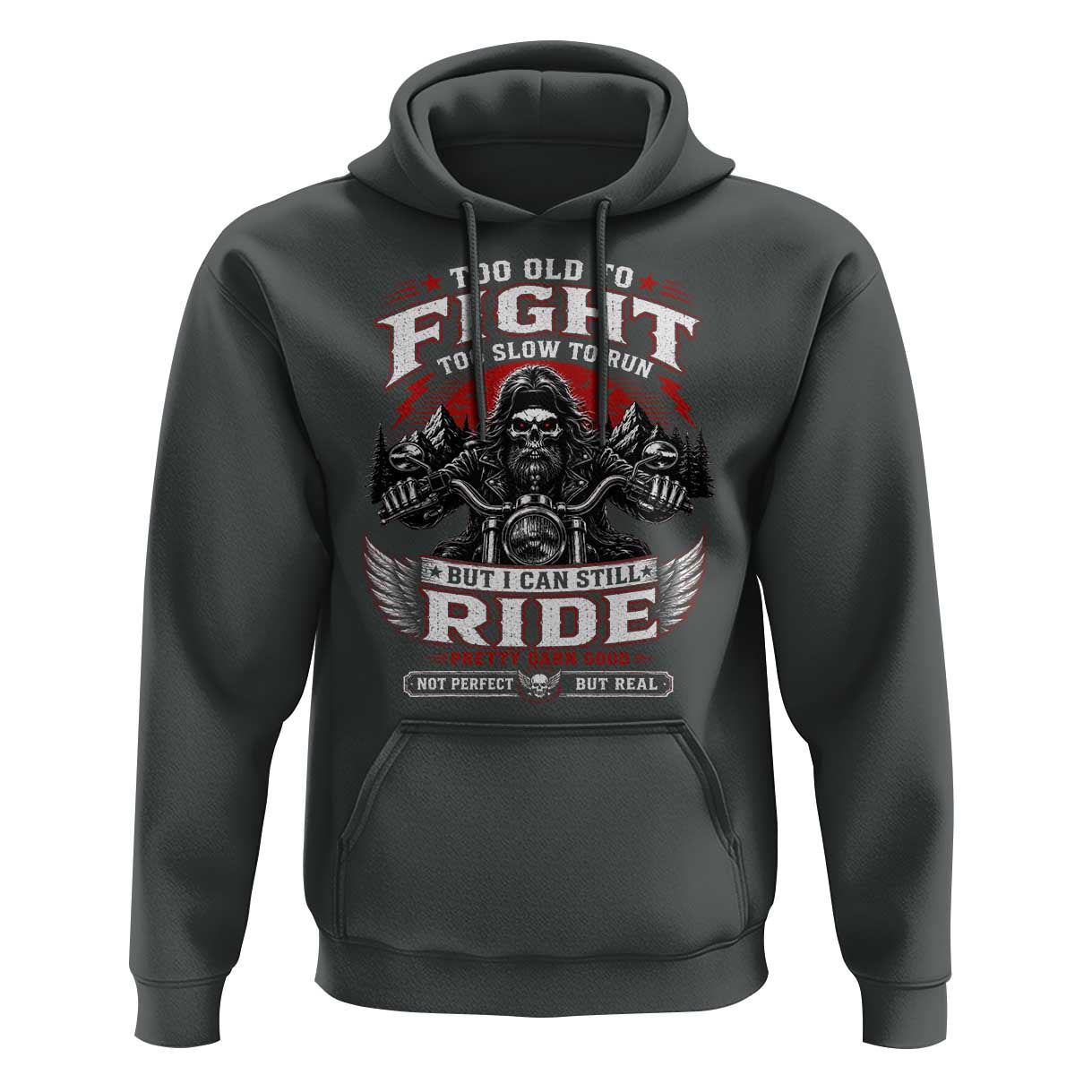 Funny Motorcycle Grandpa Hoodie Too Old To Fight Too Slow To Run But I Can Still Ride Pretty Darn Good