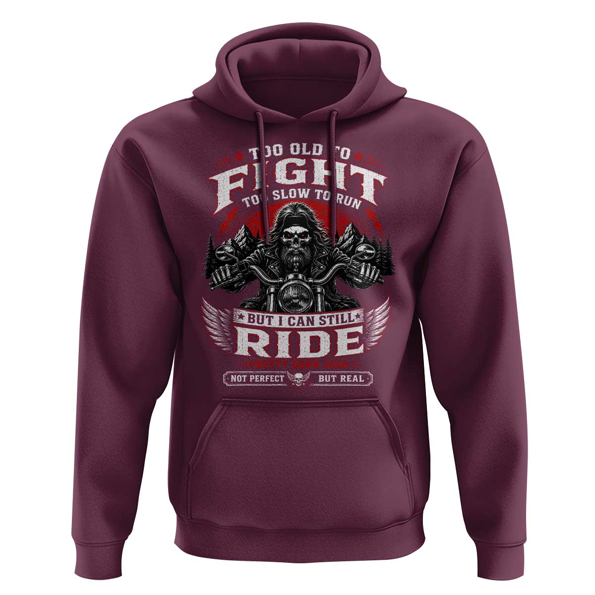 Funny Motorcycle Grandpa Hoodie Too Old To Fight Too Slow To Run But I Can Still Ride Pretty Darn Good