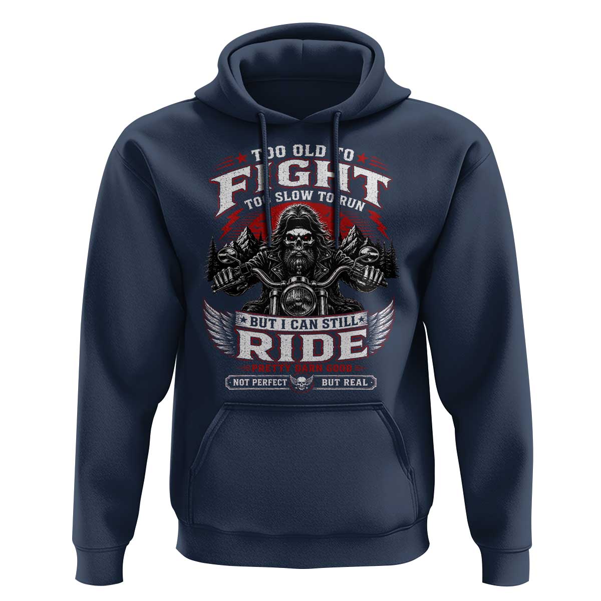 Funny Motorcycle Grandpa Hoodie Too Old To Fight Too Slow To Run But I Can Still Ride Pretty Darn Good