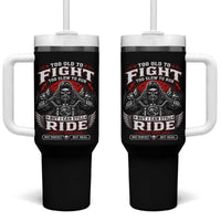 Funny Motorcycle Grandpa Tumbler With Handle Too Old To Fight Too Slow To Run But I Can Still Ride Pretty Darn Good
