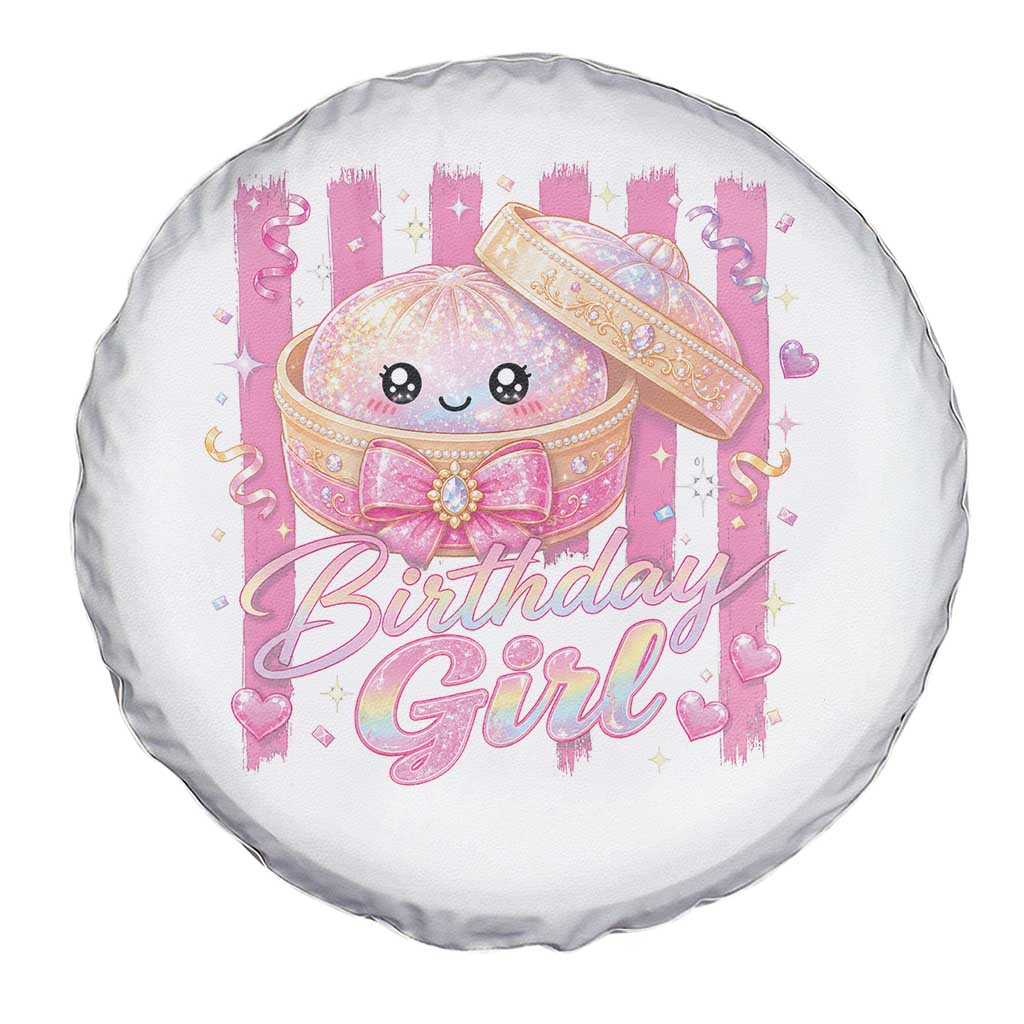 Birthday Girl Cute Glitter Dumpling Spare Tire Cover Kawaii Food Squishy Summer Stripes