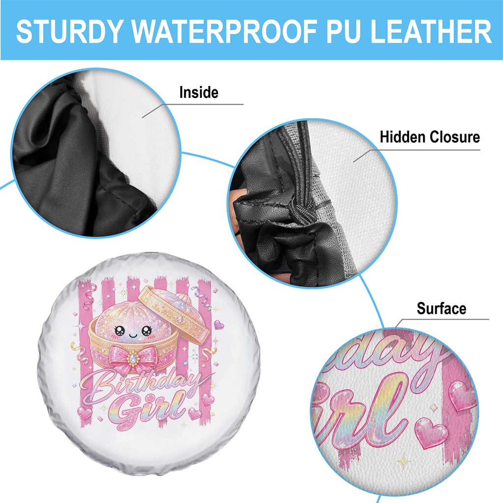 Birthday Girl Cute Glitter Dumpling Spare Tire Cover Kawaii Food Squishy Summer Stripes