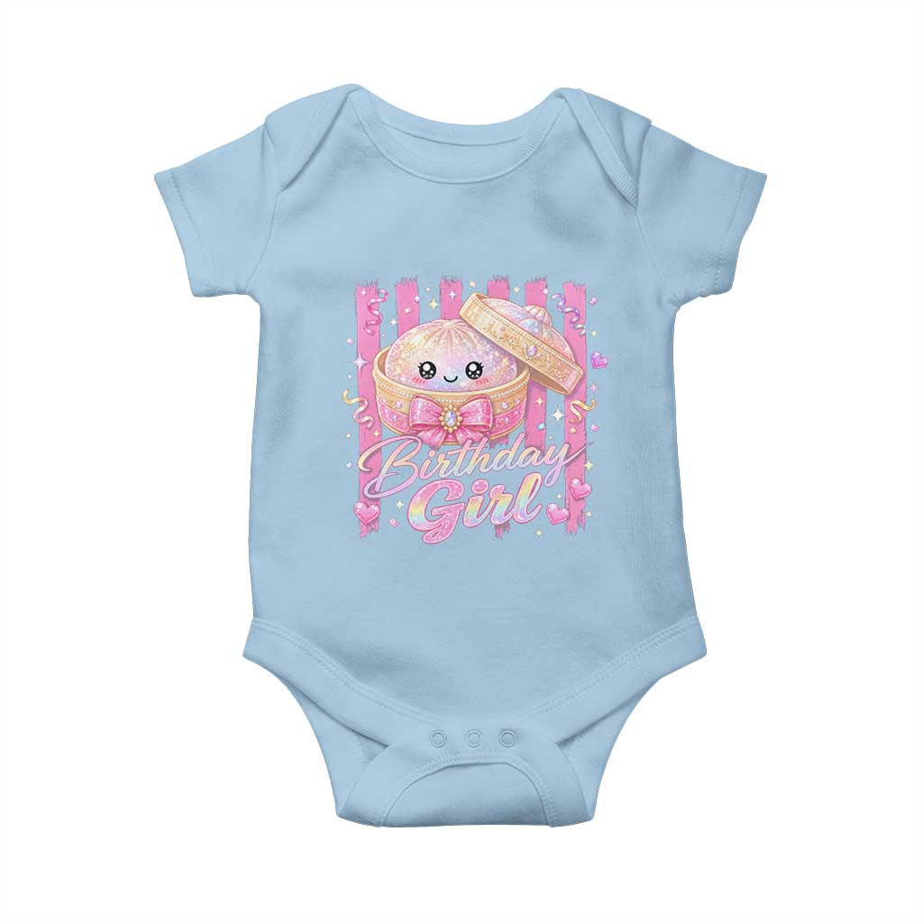 Birthday Girl Cute Glitter Dumpling Baby Onesie Kawaii Food Squishy Summer Stripes