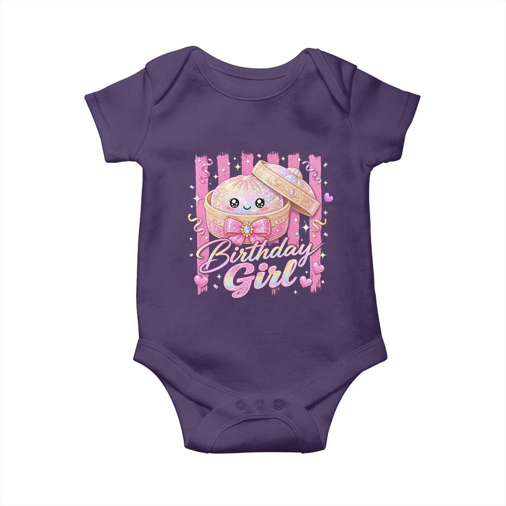 Birthday Girl Cute Glitter Dumpling Baby Onesie Kawaii Food Squishy Summer Stripes