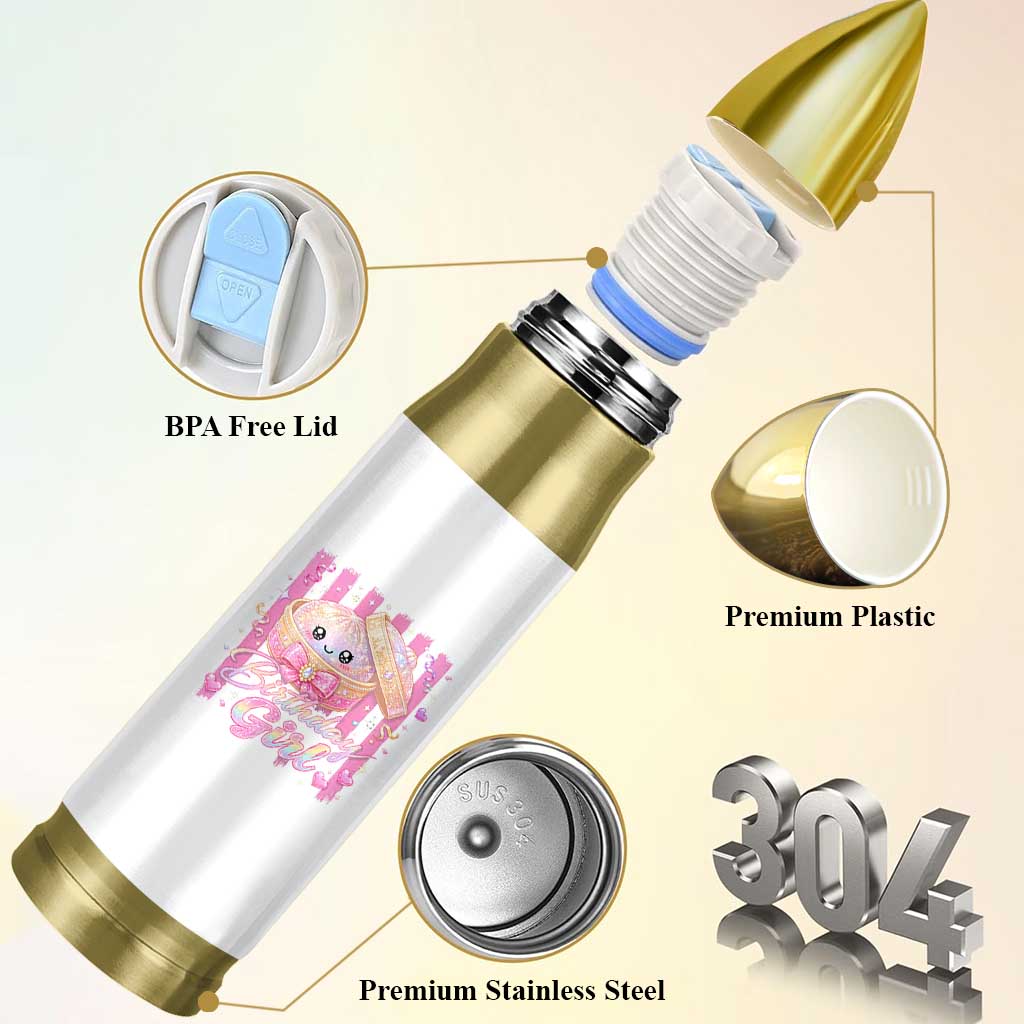 Birthday Girl Cute Glitter Dumpling Bullet Tumbler Kawaii Food Squishy Summer Stripes