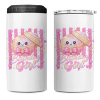 Birthday Girl Cute Glitter Dumpling 4 in 1 Can Cooler Tumbler Kawaii Food Squishy Summer Stripes