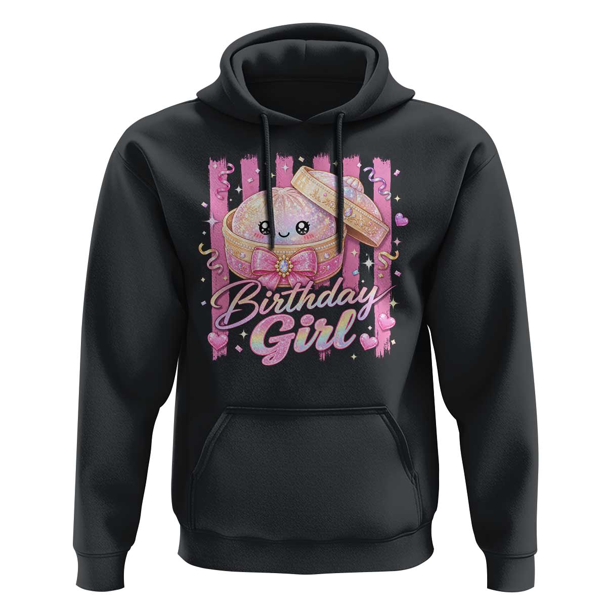 Birthday Girl Cute Glitter Dumpling Hoodie Kawaii Food Squishy Summer Stripes