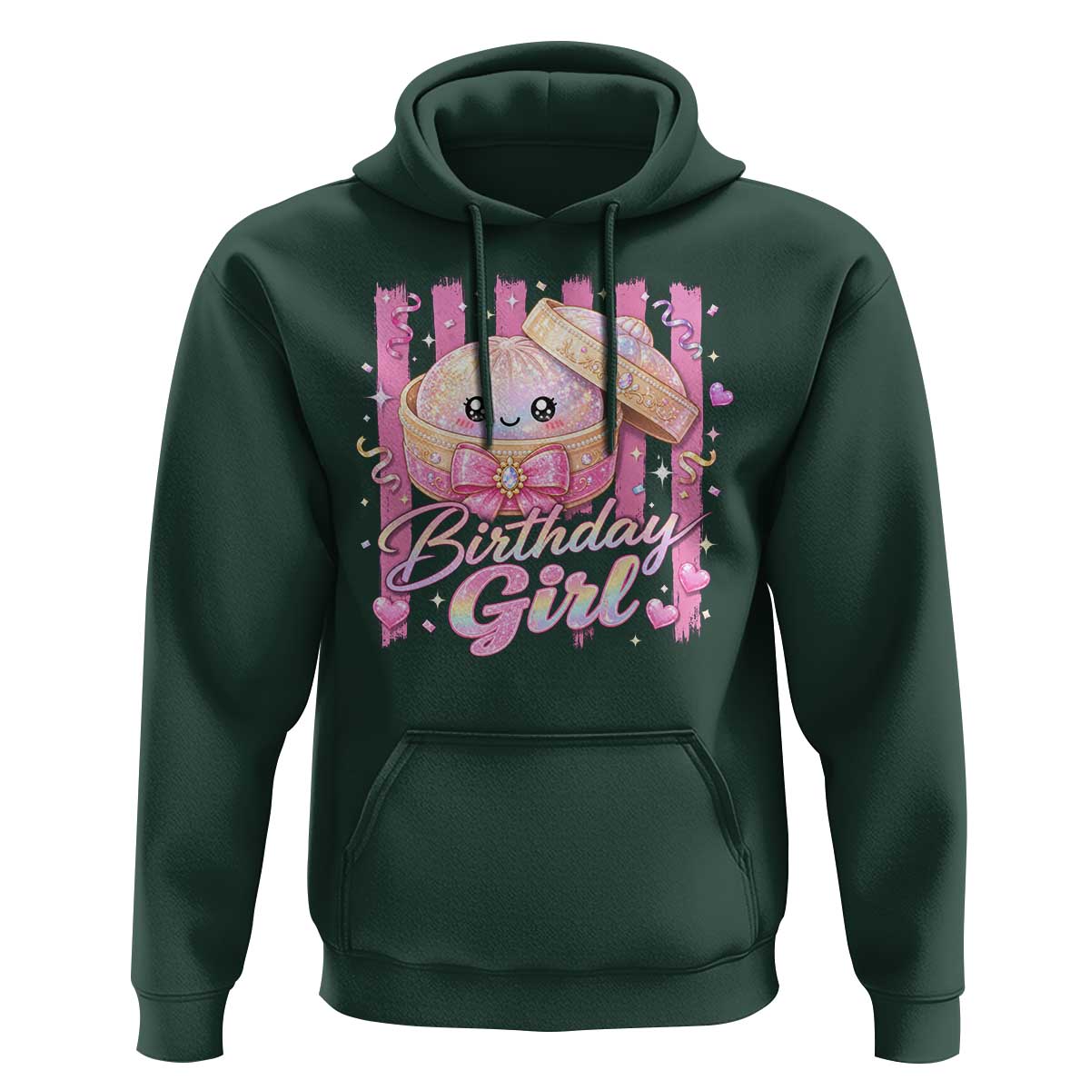 Birthday Girl Cute Glitter Dumpling Hoodie Kawaii Food Squishy Summer Stripes
