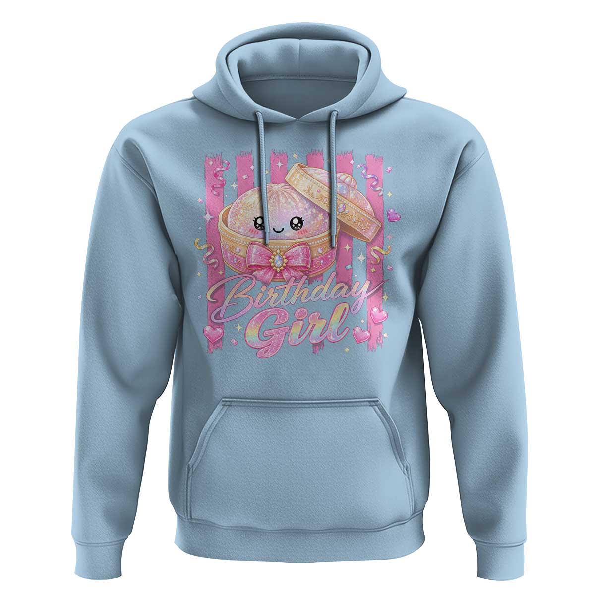 Birthday Girl Cute Glitter Dumpling Hoodie Kawaii Food Squishy Summer Stripes