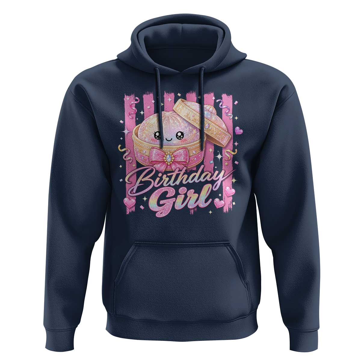 Birthday Girl Cute Glitter Dumpling Hoodie Kawaii Food Squishy Summer Stripes
