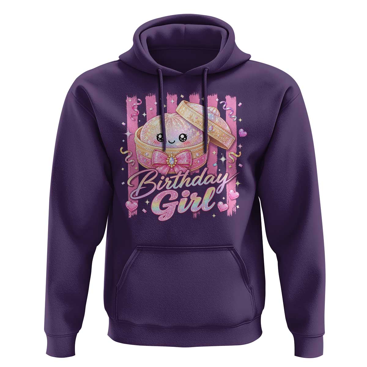 Birthday Girl Cute Glitter Dumpling Hoodie Kawaii Food Squishy Summer Stripes