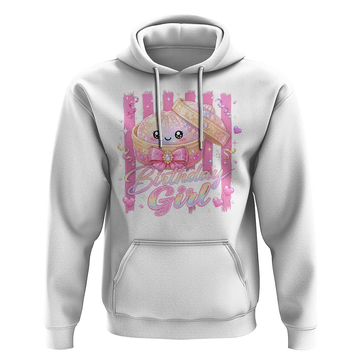 Birthday Girl Cute Glitter Dumpling Hoodie Kawaii Food Squishy Summer Stripes