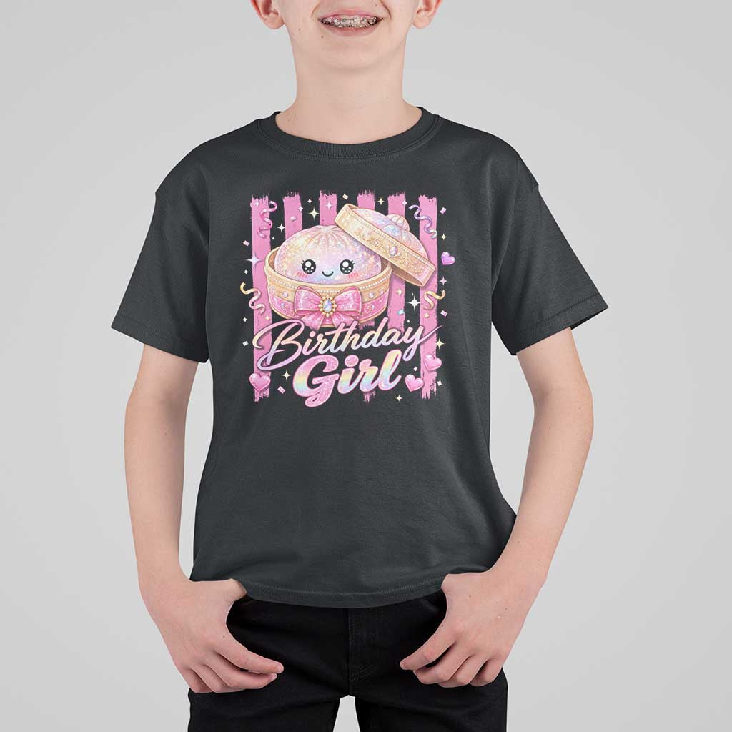 Birthday Girl Cute Glitter Dumpling T Shirt For Kid Kawaii Food Squishy Summer Stripes