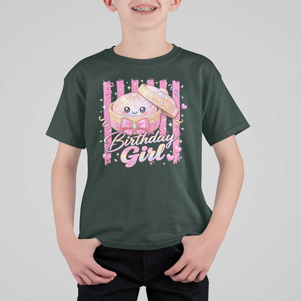 Birthday Girl Cute Glitter Dumpling T Shirt For Kid Kawaii Food Squishy Summer Stripes