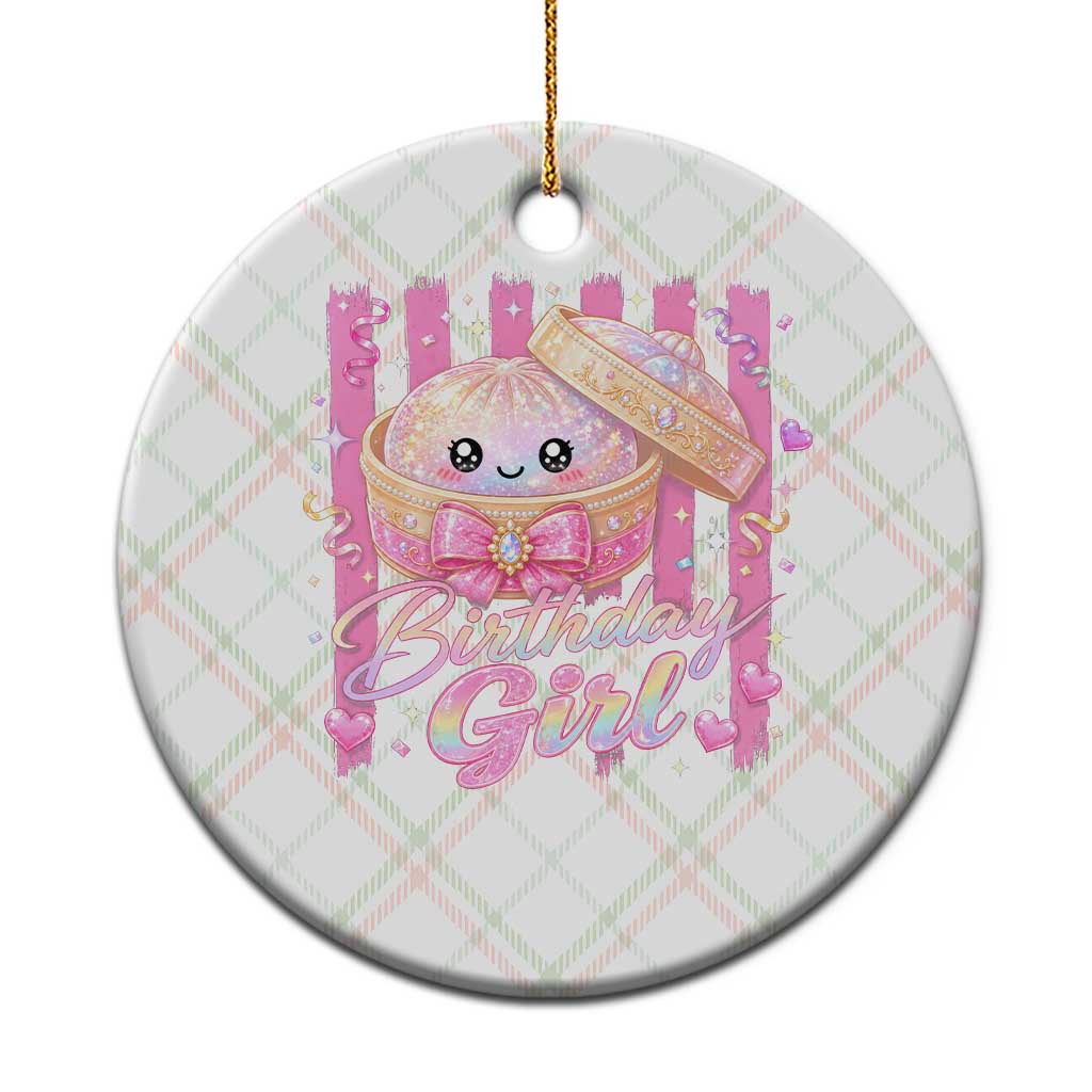 Birthday Girl Cute Glitter Dumpling Ceramic Ornament Kawaii Food Squishy Summer Stripes