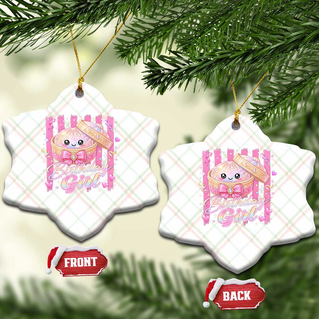 Birthday Girl Cute Glitter Dumpling Ceramic Ornament Kawaii Food Squishy Summer Stripes