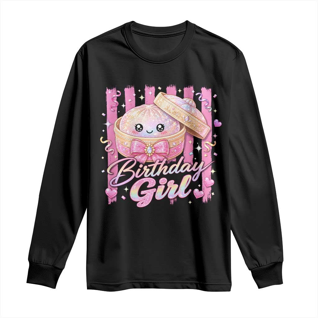 Birthday Girl Cute Glitter Dumpling Long Sleeve Shirt Kawaii Food Squishy Summer Stripes
