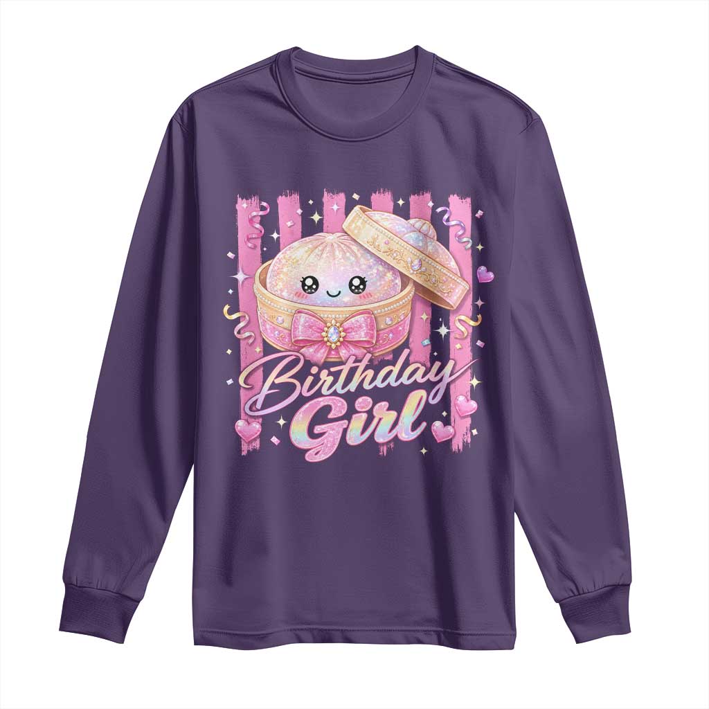 Birthday Girl Cute Glitter Dumpling Long Sleeve Shirt Kawaii Food Squishy Summer Stripes