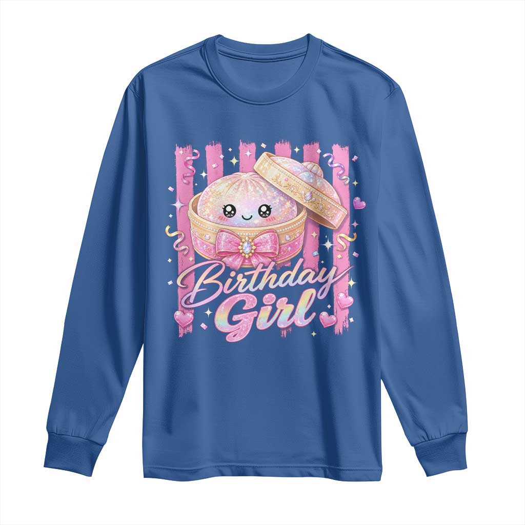 Birthday Girl Cute Glitter Dumpling Long Sleeve Shirt Kawaii Food Squishy Summer Stripes