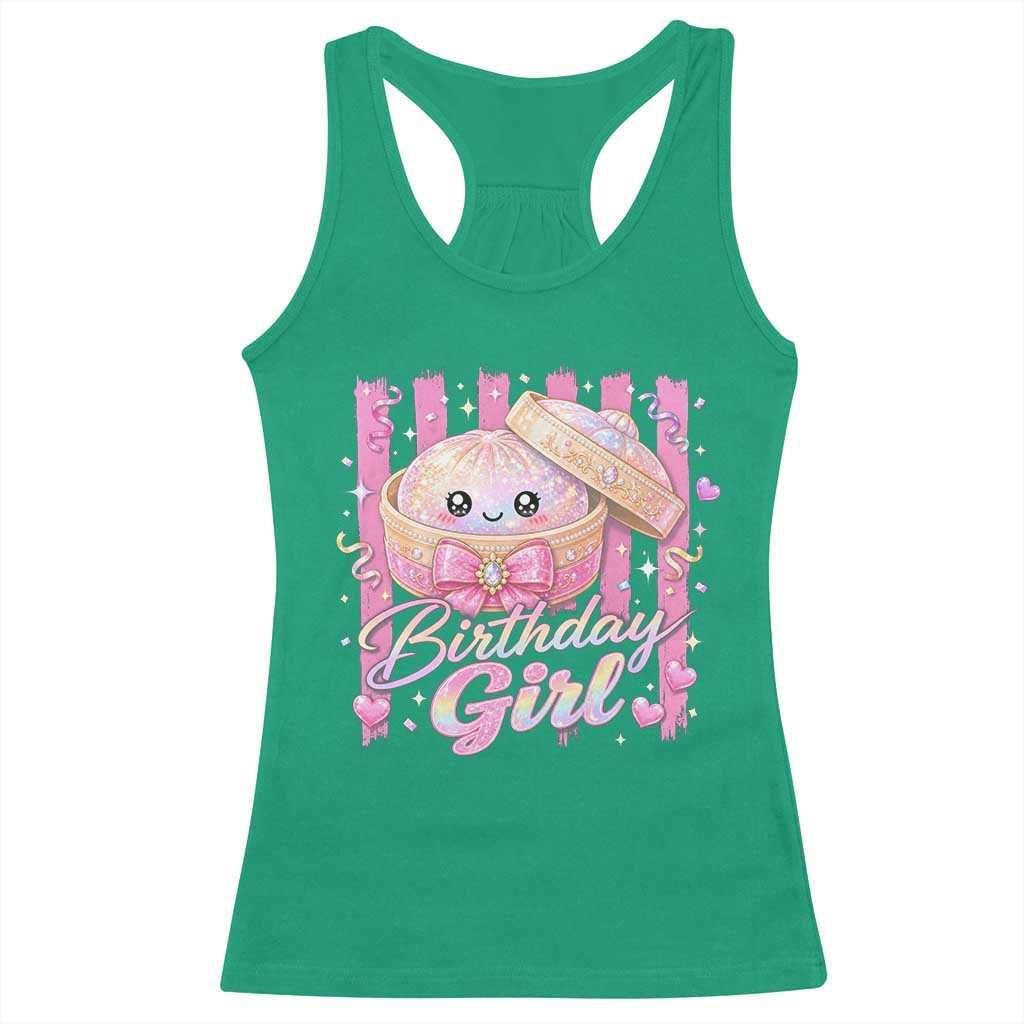 Birthday Girl Cute Glitter Dumpling Racerback Tank Top Kawaii Food Squishy Summer Stripes
