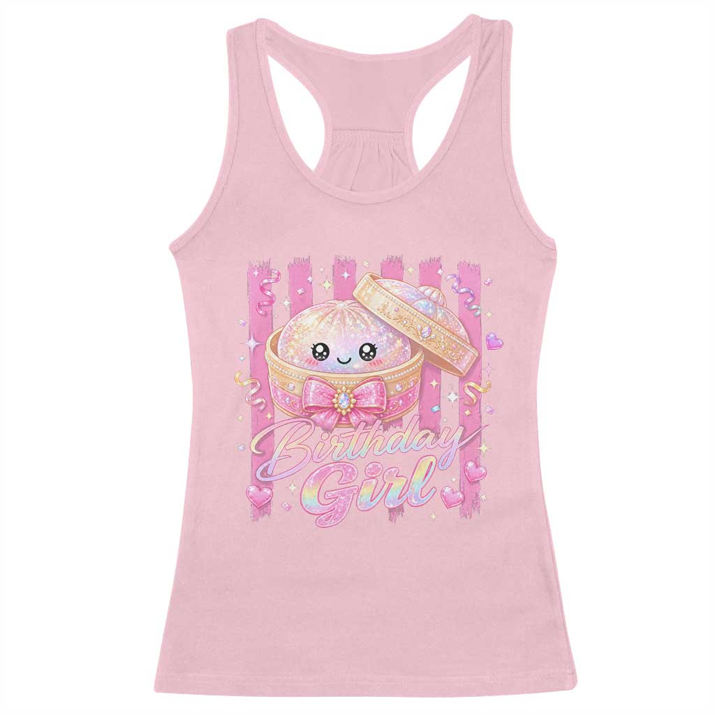Birthday Girl Cute Glitter Dumpling Racerback Tank Top Kawaii Food Squishy Summer Stripes