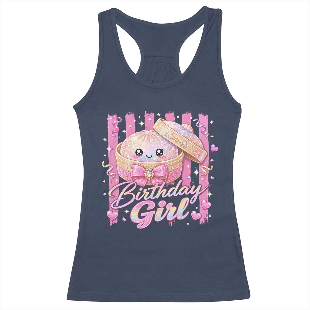 Birthday Girl Cute Glitter Dumpling Racerback Tank Top Kawaii Food Squishy Summer Stripes