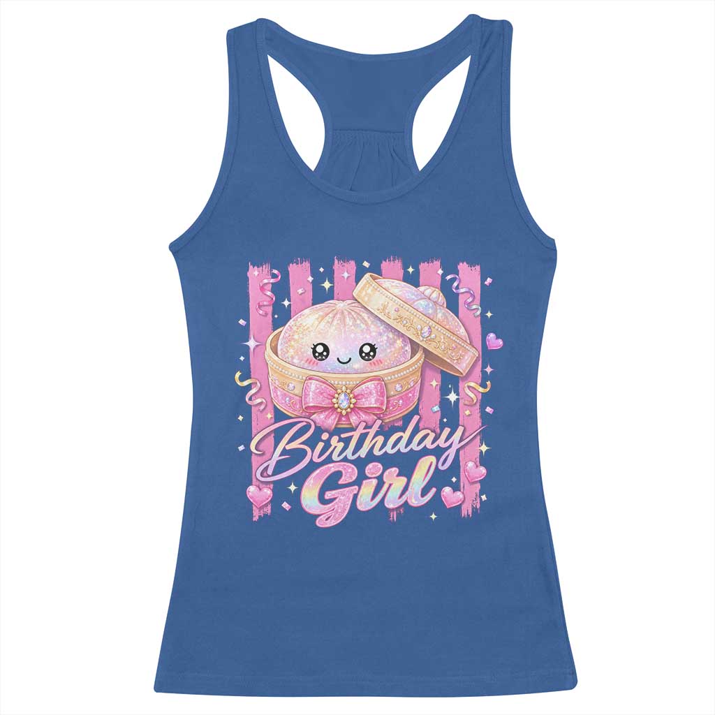 Birthday Girl Cute Glitter Dumpling Racerback Tank Top Kawaii Food Squishy Summer Stripes