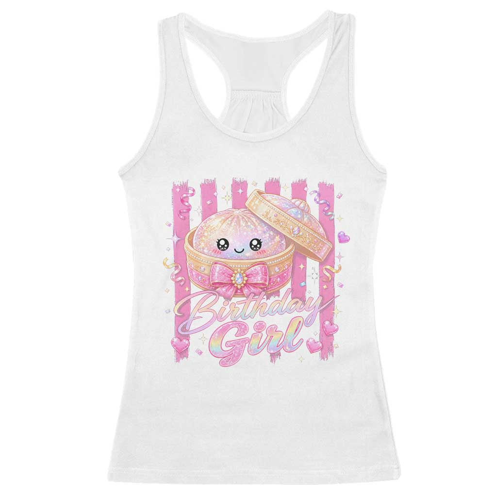 Birthday Girl Cute Glitter Dumpling Racerback Tank Top Kawaii Food Squishy Summer Stripes