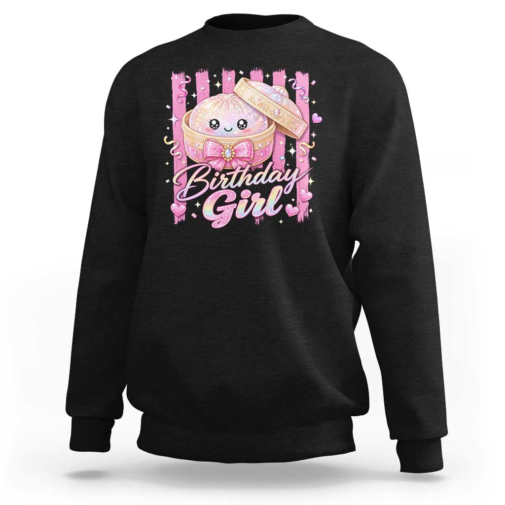 Birthday Girl Cute Glitter Dumpling Sweatshirt Kawaii Food Squishy Summer Stripes