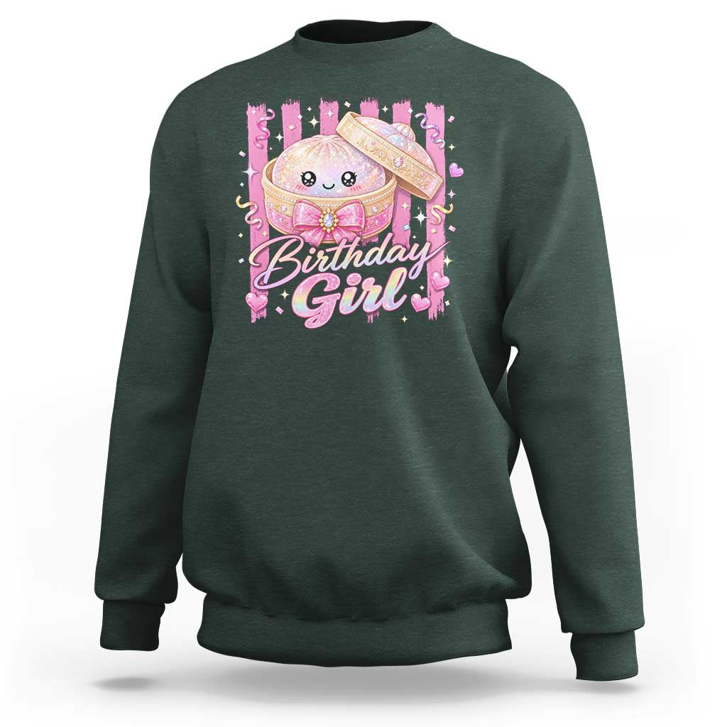 Birthday Girl Cute Glitter Dumpling Sweatshirt Kawaii Food Squishy Summer Stripes