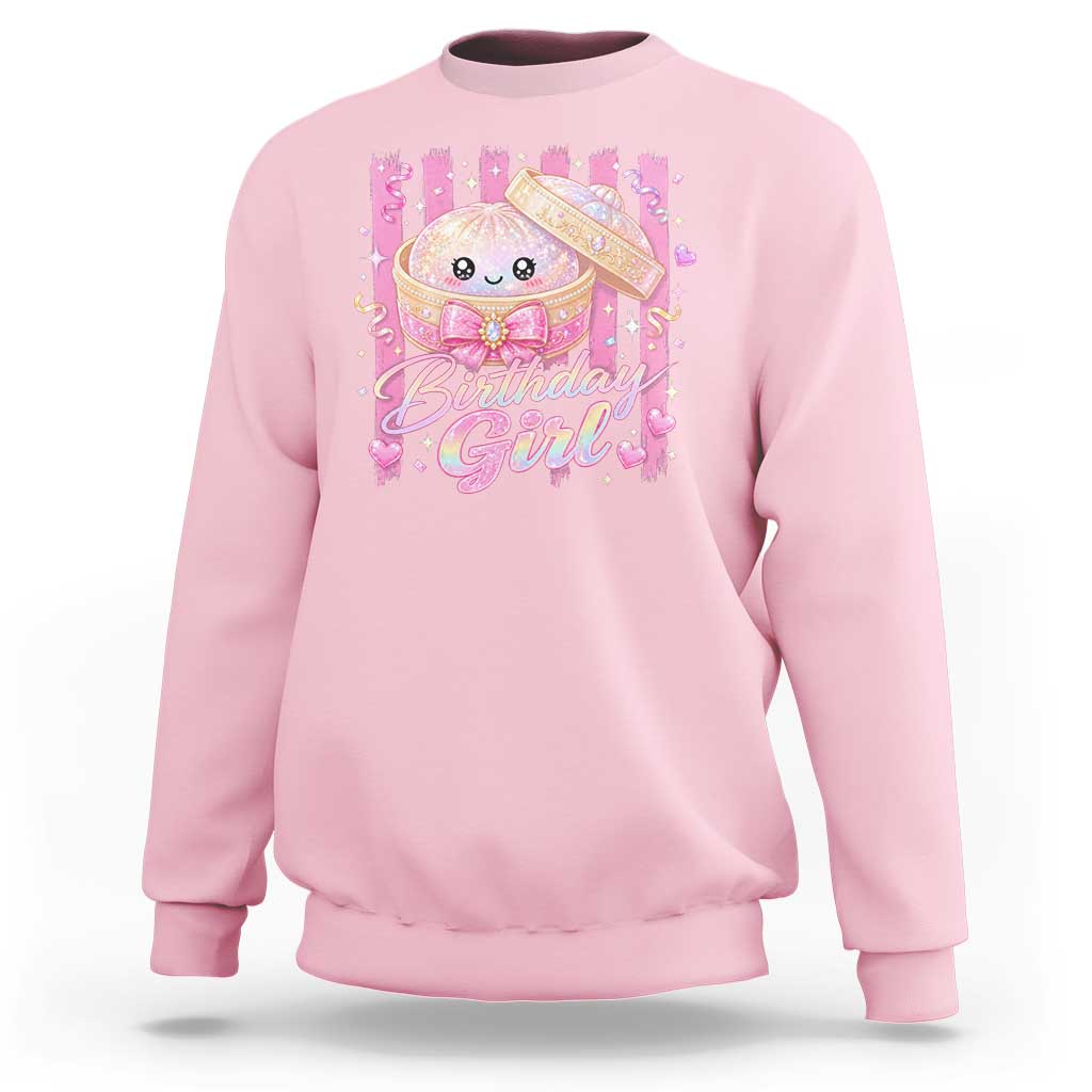 Birthday Girl Cute Glitter Dumpling Sweatshirt Kawaii Food Squishy Summer Stripes