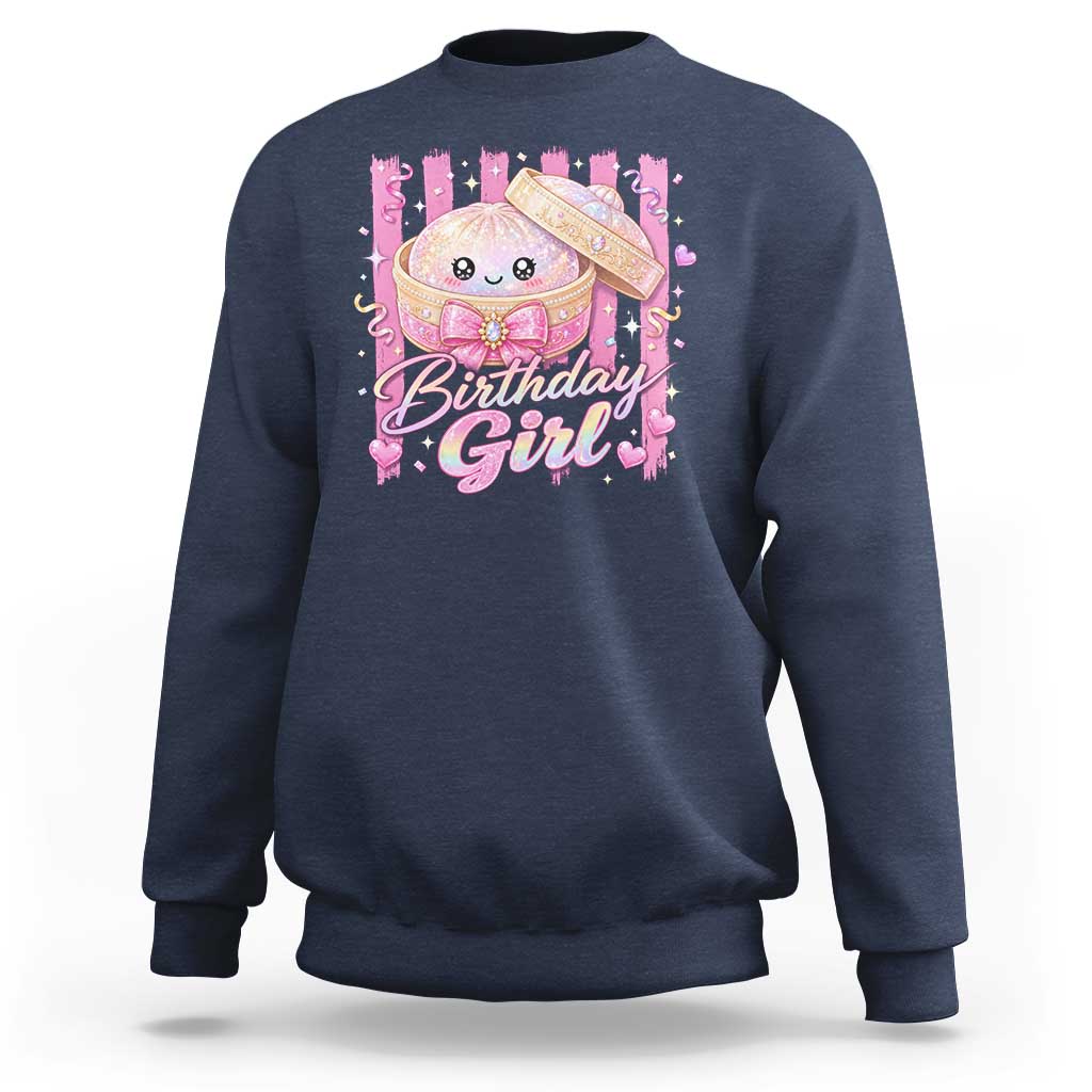 Birthday Girl Cute Glitter Dumpling Sweatshirt Kawaii Food Squishy Summer Stripes
