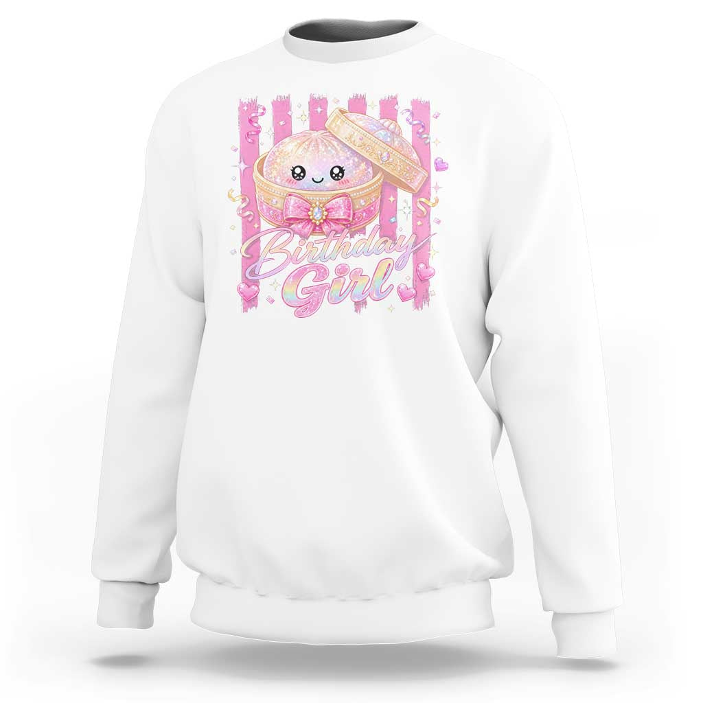 Birthday Girl Cute Glitter Dumpling Sweatshirt Kawaii Food Squishy Summer Stripes