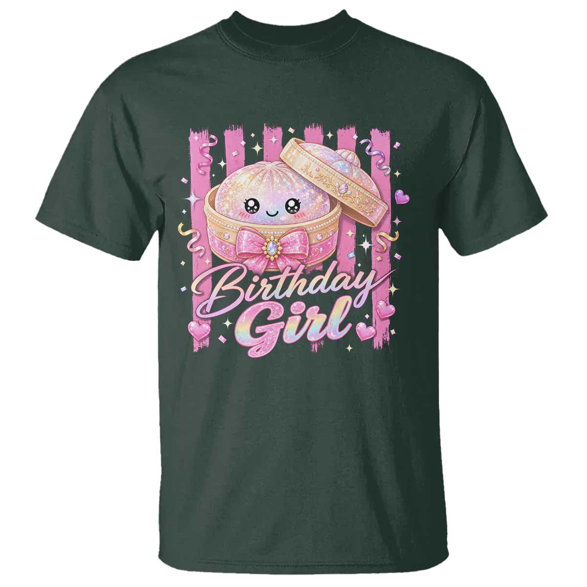 Birthday Girl Cute Glitter Dumpling T Shirt Kawaii Food Squishy Summer Stripes