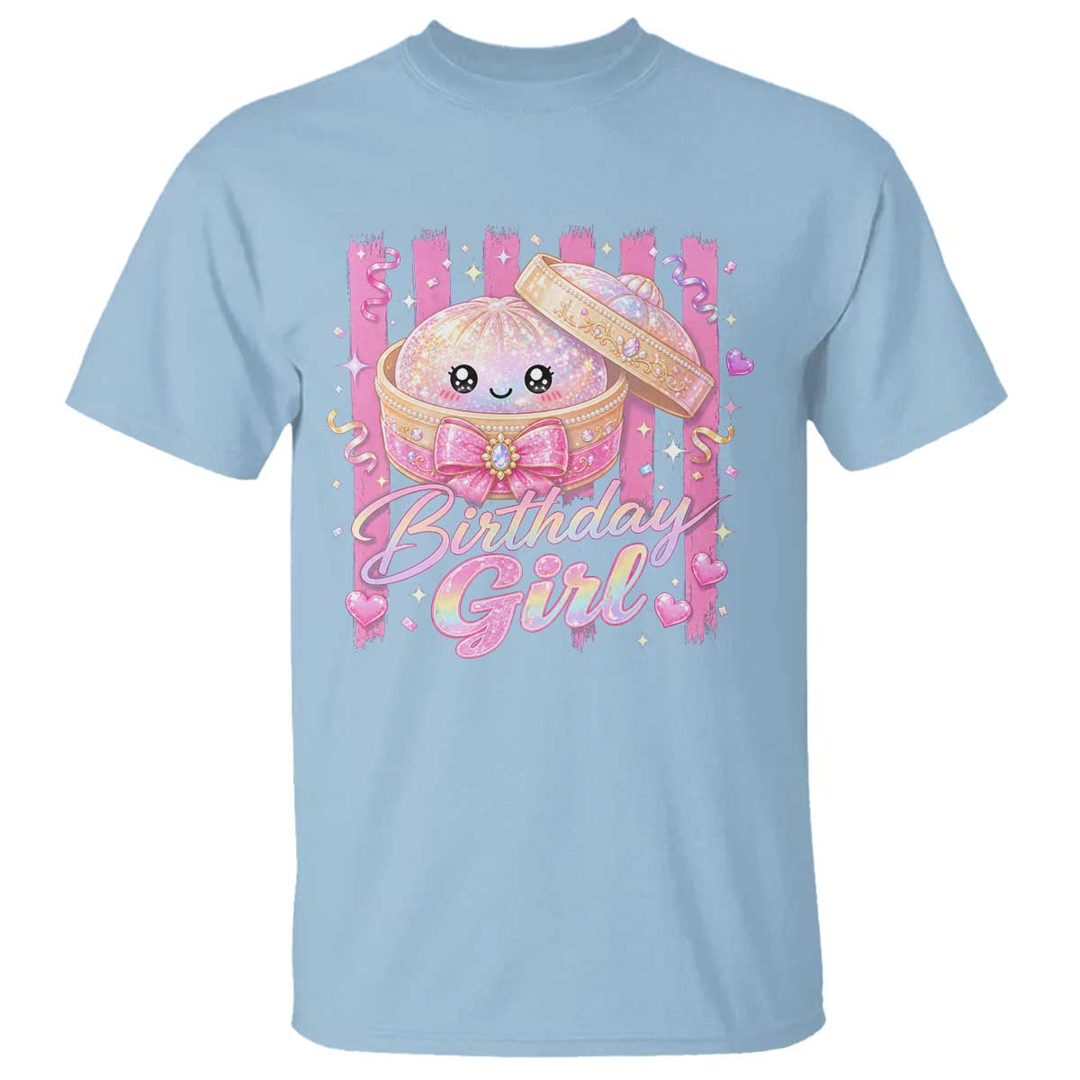 Birthday Girl Cute Glitter Dumpling T Shirt Kawaii Food Squishy Summer Stripes