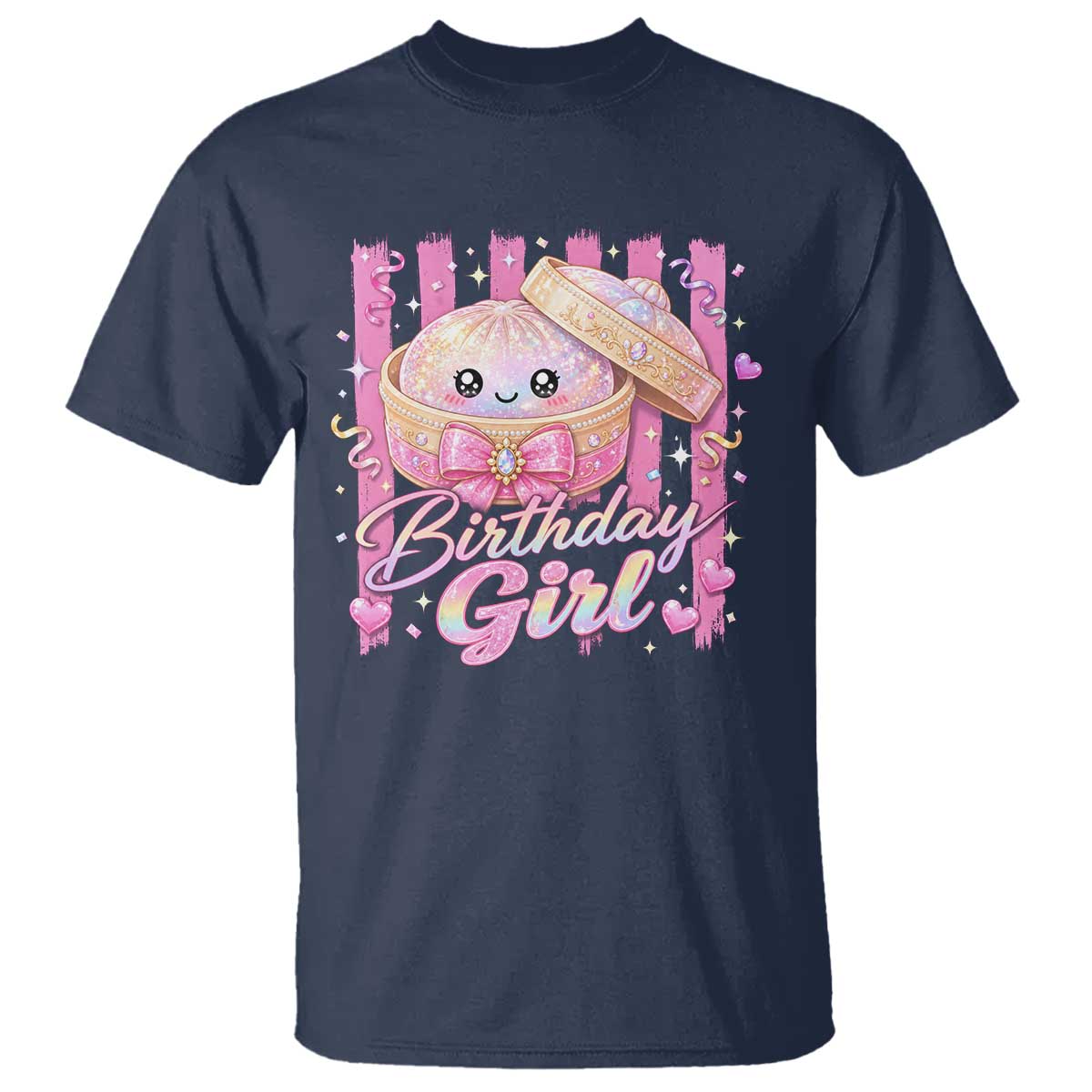 Birthday Girl Cute Glitter Dumpling T Shirt Kawaii Food Squishy Summer Stripes