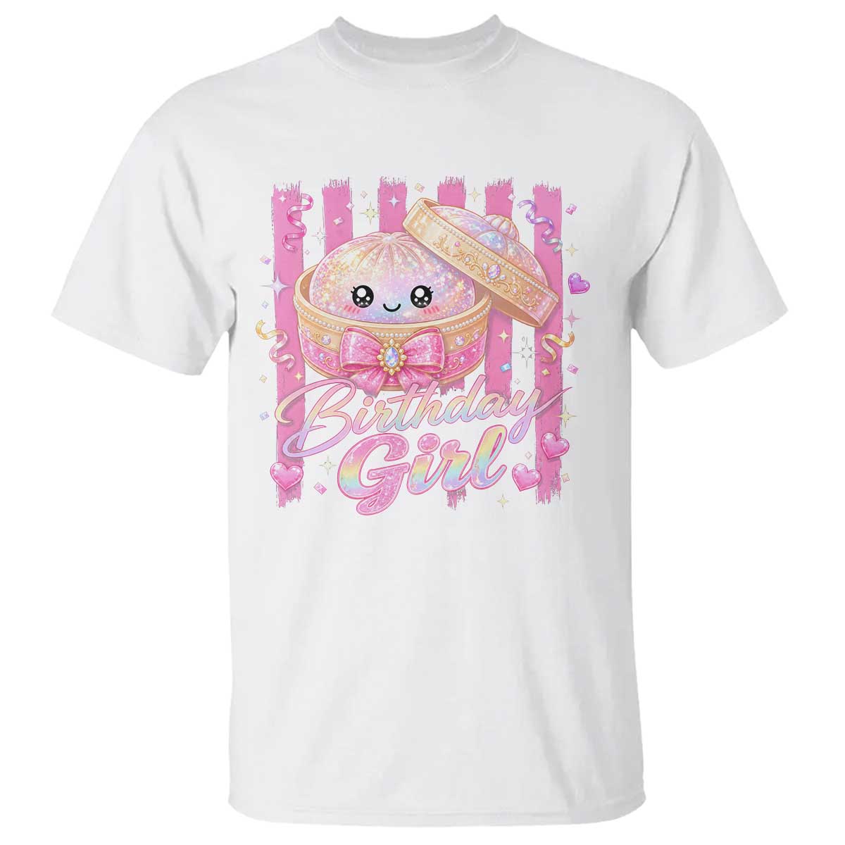 Birthday Girl Cute Glitter Dumpling T Shirt Kawaii Food Squishy Summer Stripes