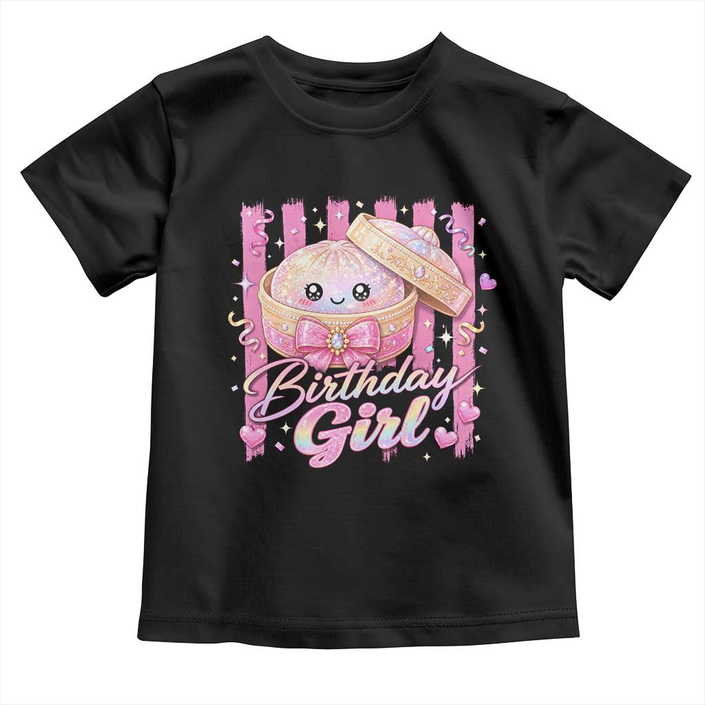 Birthday Girl Cute Glitter Dumpling Toddler T Shirt Kawaii Food Squishy Summer Stripes