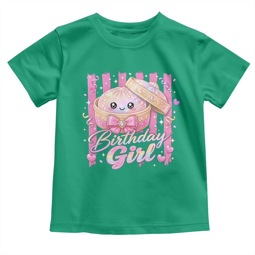Birthday Girl Cute Glitter Dumpling Toddler T Shirt Kawaii Food Squishy Summer Stripes