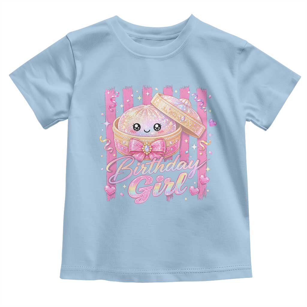 Birthday Girl Cute Glitter Dumpling Toddler T Shirt Kawaii Food Squishy Summer Stripes