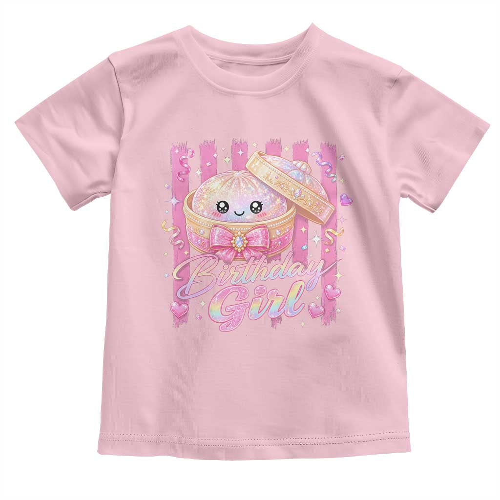 Birthday Girl Cute Glitter Dumpling Toddler T Shirt Kawaii Food Squishy Summer Stripes