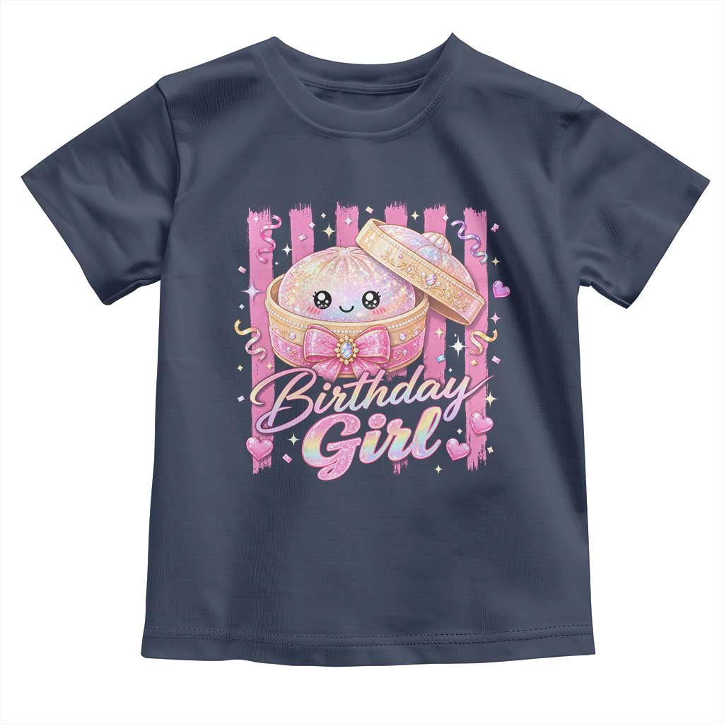 Birthday Girl Cute Glitter Dumpling Toddler T Shirt Kawaii Food Squishy Summer Stripes