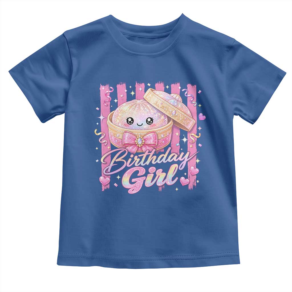 Birthday Girl Cute Glitter Dumpling Toddler T Shirt Kawaii Food Squishy Summer Stripes