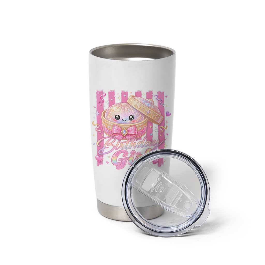 Birthday Girl Cute Glitter Dumpling Tumbler Cup Kawaii Food Squishy Summer Stripes