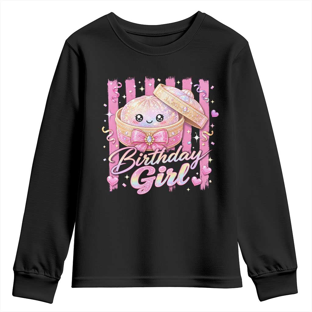 Birthday Girl Cute Glitter Dumpling Youth Sweatshirt Kawaii Food Squishy Summer Stripes